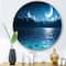Designart - Romantic Moon Over Deep Blue Sea I - Nautical & Coastal Metal Circle Wall Art